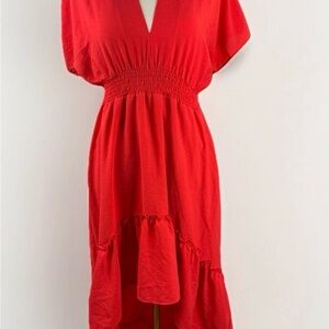 Flying Tomato Red V-Neck Dress